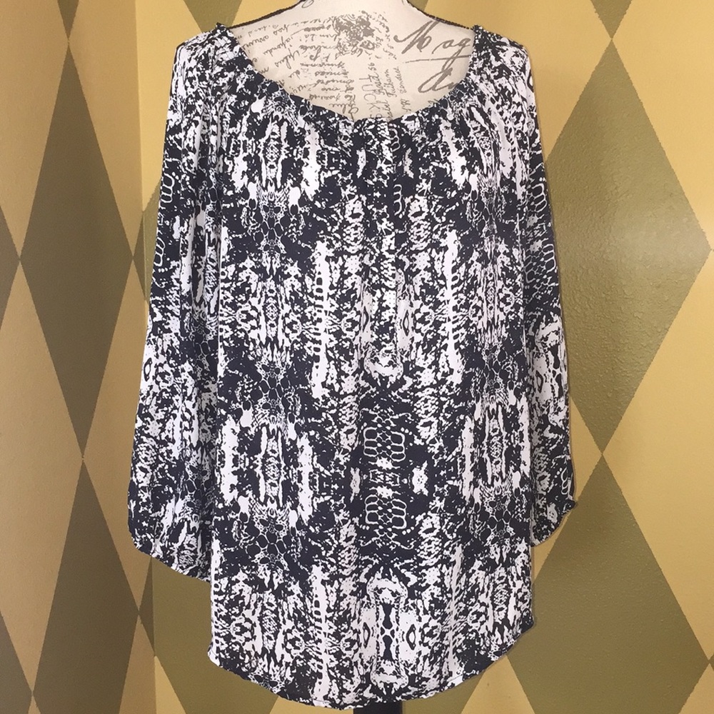 Apt 9 Woman’s 3/4 Sleeve Blouse Snake Print 0X